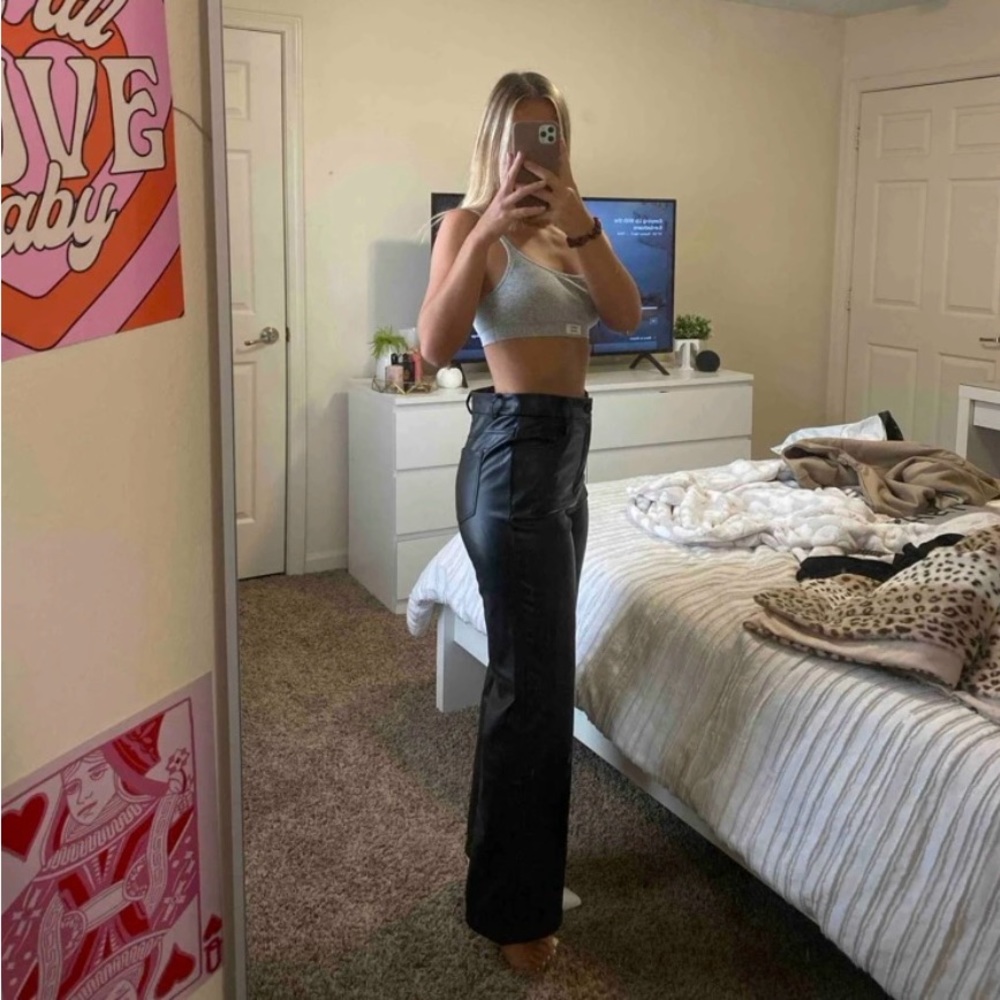 Faux leather pants